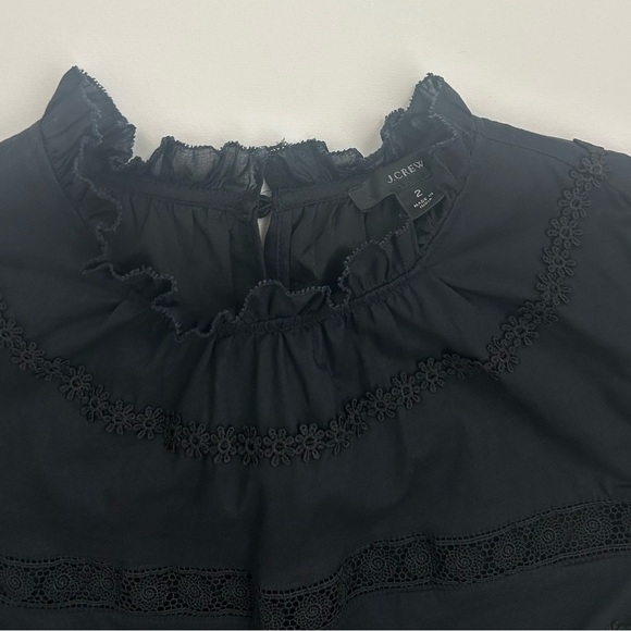 J. Crew Puff Sleeve Daisy Chain Dress Black - Picture 2 of 7